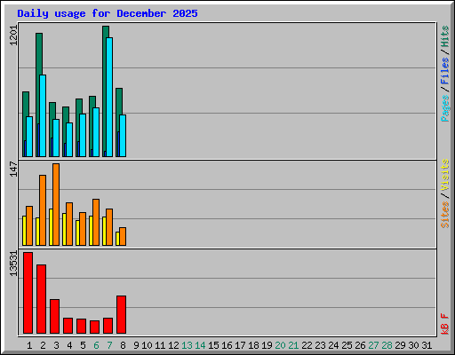 Daily usage for December 2025